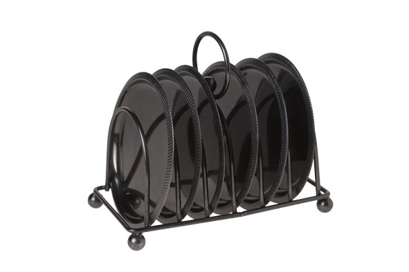 S7 HOUDER MET 6 ONDERZETTERS ZWART 10CM main product photo