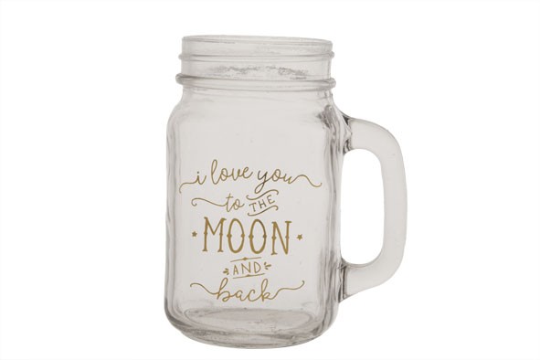 THEELICHTHOUDER BEKER KLAAR 12X7XH13CM LOVE YOU TO THE MOON AND BACK