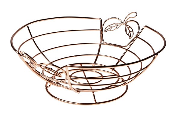 FRUIT BASKET COPPER PLATED D26XH12.5CM main product photo