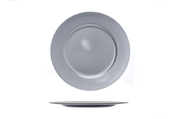 ASSIETTE GLOSSY ARGENT ROND 33X33XH2CM SYNTHÉTIQUE