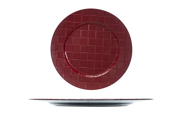 BORD SQUARES ROOD ROND 33X33X2CM KUNSTSTOF