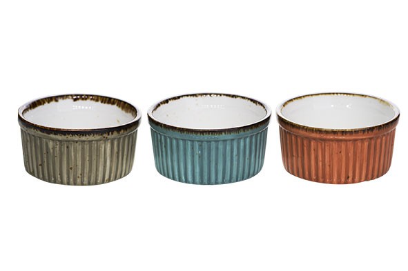 BRISBANE RAMEKIN 3 ASS D8,8XH4,4CMBLUE-GREY-ORANGE main product photo