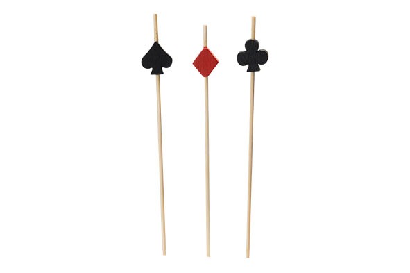 PARTYPRIKKERS SET100 3ASS CARDS 12CM SPADES DIAMONS AND CLUBS