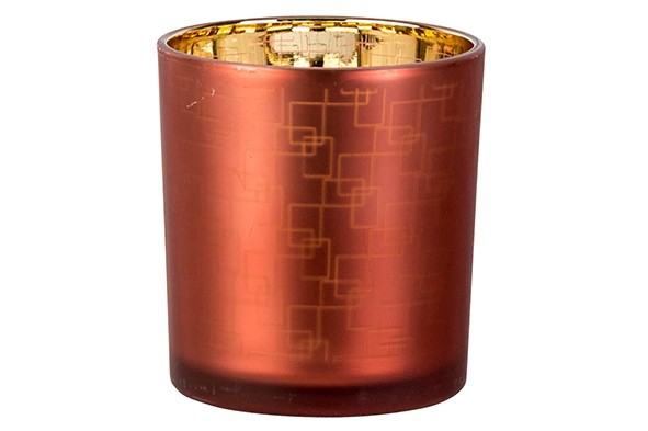 THEELICHTHOUDER LABYRINTH GOLD KORAAL D7 XH8CM GLAS