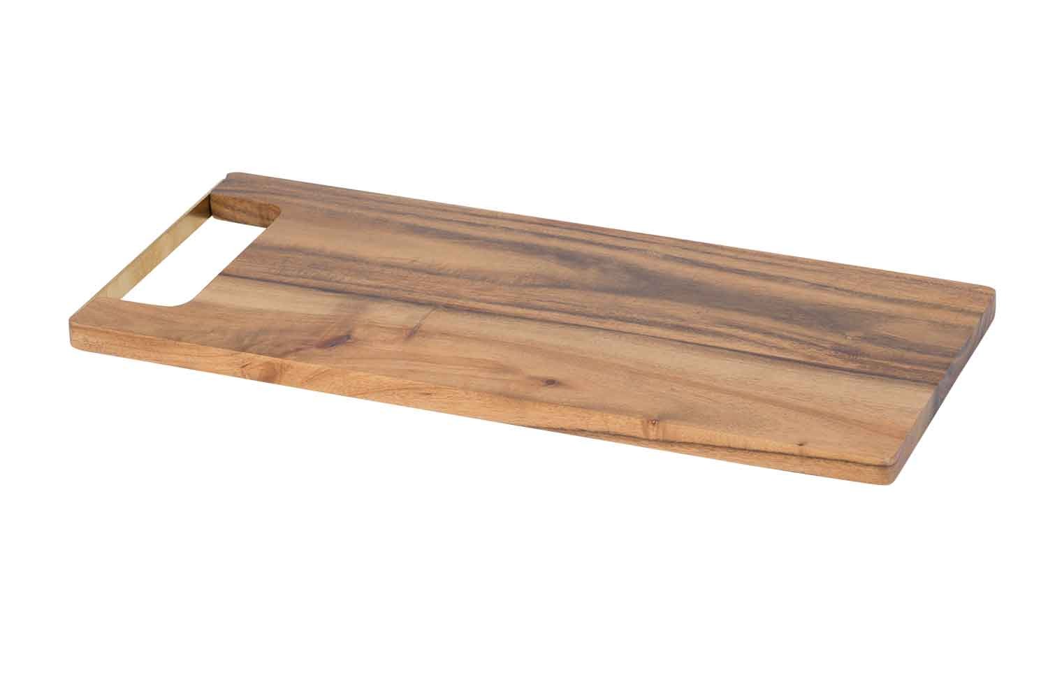 PLANCHE A DECOUPER NATUREL 35X15XH1,2CM RECTANGLE ACACIA AVEC POIGNEE EN OR main product photo