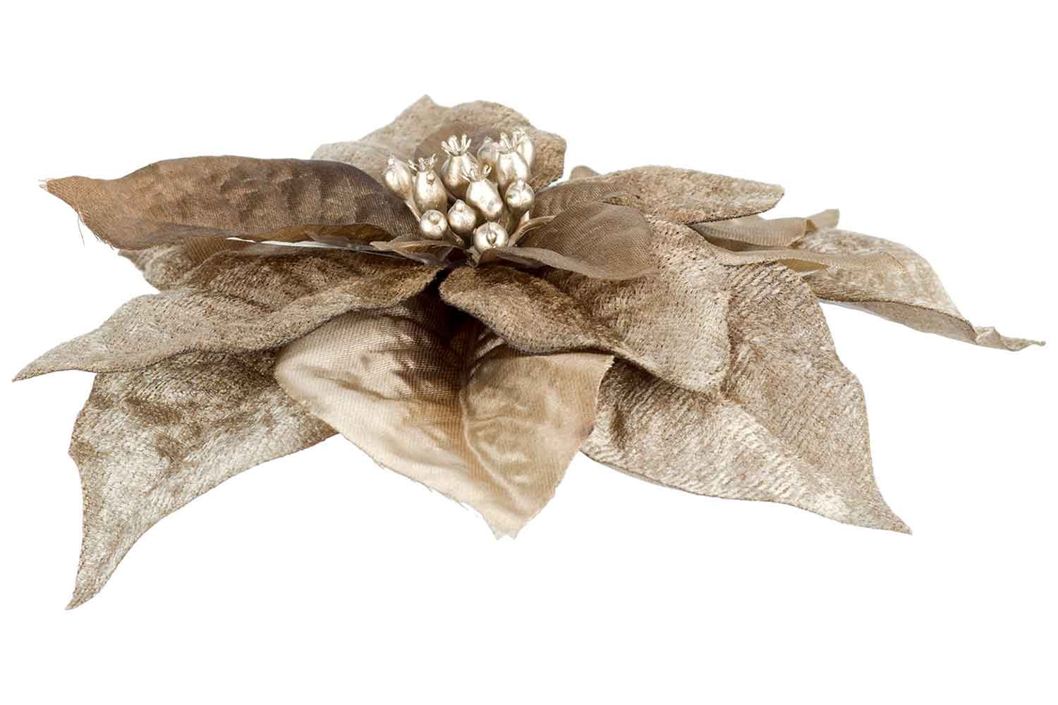 CLIP POINSETTIA TAUPE 18X18XH4CM KUNSTST OF