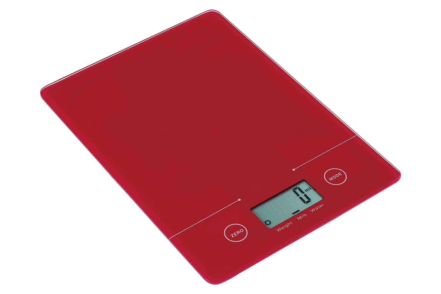 ELECTRONIC KITCHEN SCALE RED 5KG-1G1X3V LITHIUM BATTERY INCLUDED