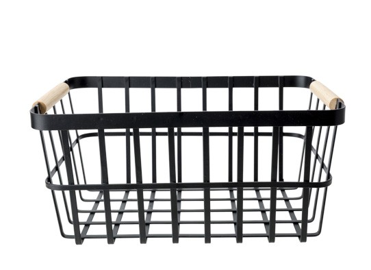 VIGGO PANIER A FRUITS NOIR 30X20XH14CM R ECTANGLE METAL- RUBBERWOOD main product photo