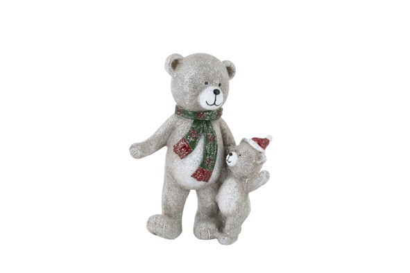 BEER STAAND TEDDY WITH BOY ROOD-BRUIN  8 ,5X5XH11,5CM RESIN