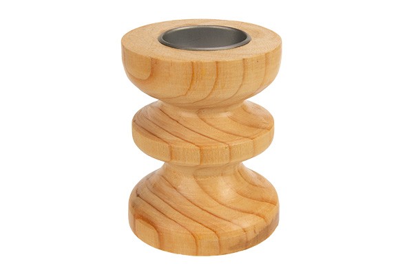 THEELICHTHOUDER CURVES NATUUR 8X8XH10CM ROND HOUT