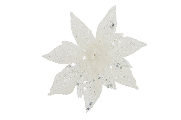 POINSETTIA CLIP GLITTER BLANC D8CM PLAST IC main product photo