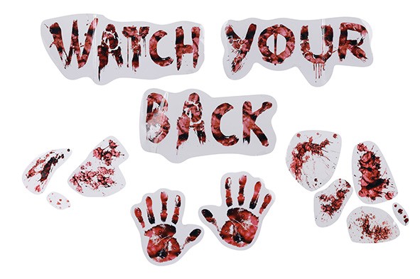DECOSTICKER BLOODY WATCH YOUR BACK ROOD 40XH18CM PVC