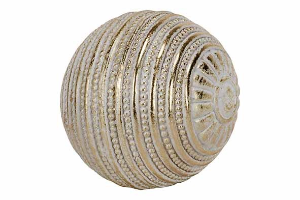 BAL GOLD WASHED WIT 10,5X10XH10,5CM ROND  POLYRESIN