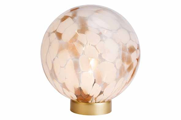 LAMP MELTED LED EXCL.3XAA BATT. BEIGE 20 X20XH24CM ROND GLAS