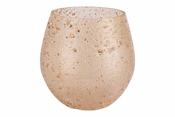 THEELICHTHOUDER BUBBLY GOUD 13X13XH13CM ROND GLAS