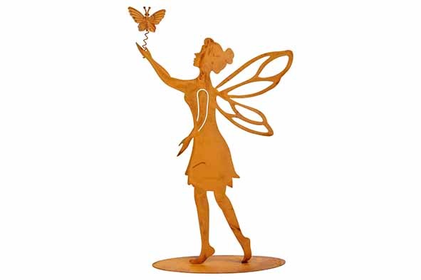 BEELD FAIRY WITH BUTTERFLY ROEST 15X5XH2 9CM ANDERE METAAL