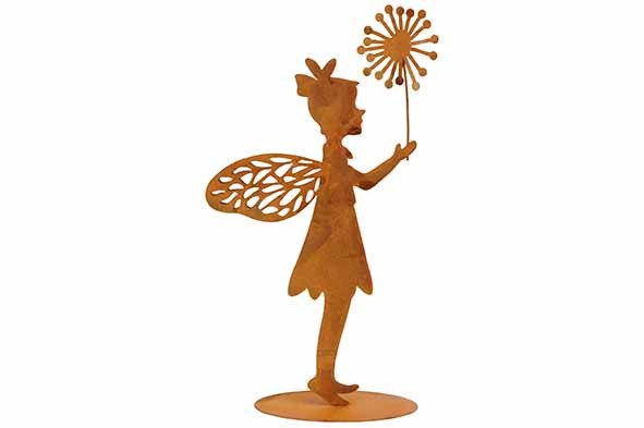 BEELD FAIRY STANDING HOLDING FLOWER ROES T 9,5X4XH19CM ANDERE METAAL