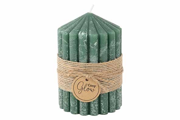 CANDLE RIBBLE DUNKEL GRUN 7X7XH10CM40H main product photo