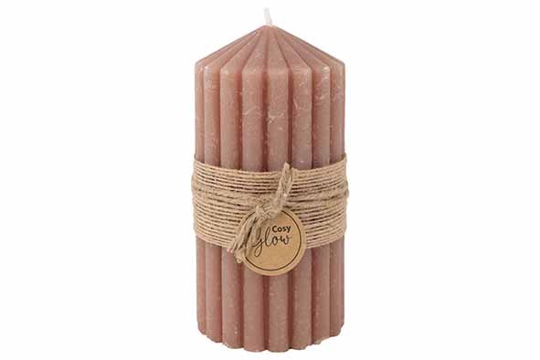 CANDLE RIBBLE OLD PINK 7X7XH14CM60H main product photo