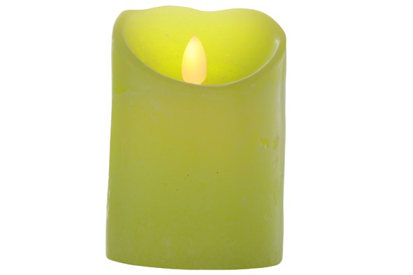 BOUGIE CYLINDERE LED VERT LIME D8XH11CM EXCL. 2AA BATTERIES