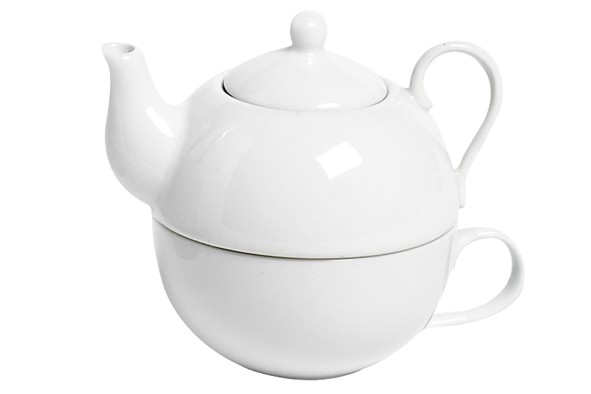 TEAPOT WITH  CUP SET WHITED10XH12CM - POT 26CL - TASSE 21CL main product photo